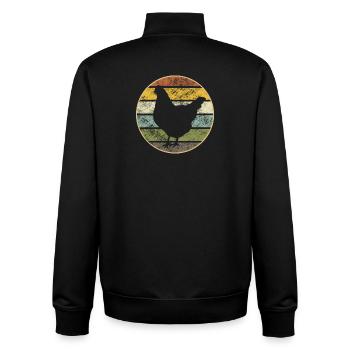 Poulet Retro Sunset - Poulet Vintage - Sweat zippé unisexe en coton bio Stanley/Stella - noir - Dos - AI Model Male 185 light (185cm)