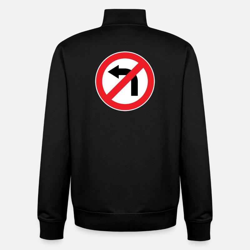 Left turn prohibited, traffic signs - Unisex Organic Zip Sweatshirt by Stanley/Stella - black