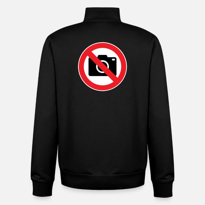 Photographie interdite, panneaux d’interdiction - Sweat zippé unisexe en coton bio Stanley/Stella - noir