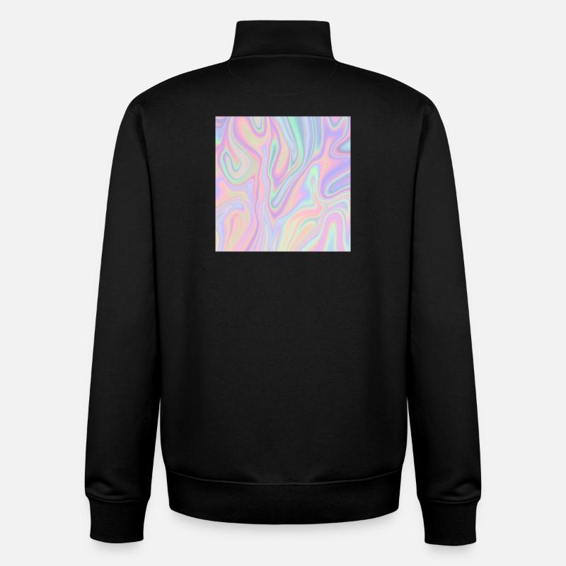 Motif pastel liquide abstrait iridescent - Sweat zippé unisexe en coton bio Stanley/Stella - noir