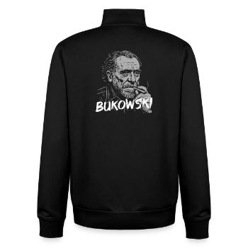 Bukowski Portrait Cigarette Tee - Unisex Organic Zip Sweatshirt by Stanley/Stella - black - Back - AI Model Male 185 light (185cm)
