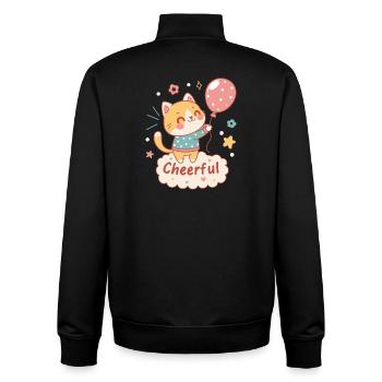 Festive Balloon Cat - Unisex Organic Zip Sweatshirt by Stanley/Stella - black - Back - AI Model Male 185 light (185cm)