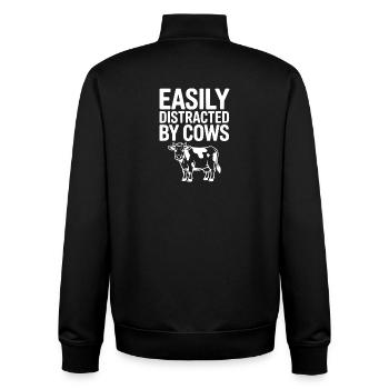 Leicht von Kühen abgelenkt - Unisex Organic Zip Sweatshirt von Stanley/Stella - Schwarz - Hinten - AI Model Male 185 light (185cm)