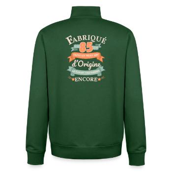 Made 85 Years Ago Genuine Parts - Unisex Organic Zip Sweatshirt by Stanley/Stella - bottle green - Back - AI Model Male 185 dark (185cm)