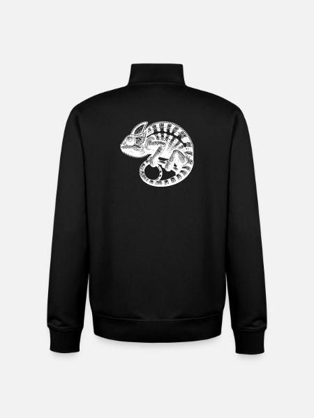 Cute chameleon in camouflage mode - Unisex Organic Zip Sweatshirt by Stanley/Stella - black