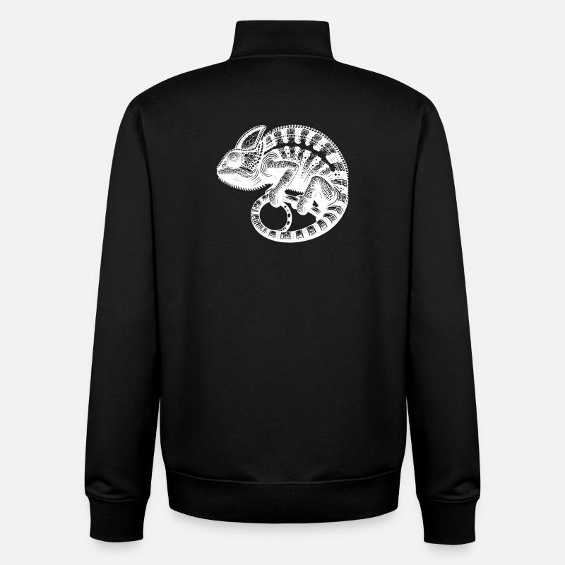 Caméléon mignon en mode camouflage - Sweat zippé unisexe en coton bio Stanley/Stella - noir