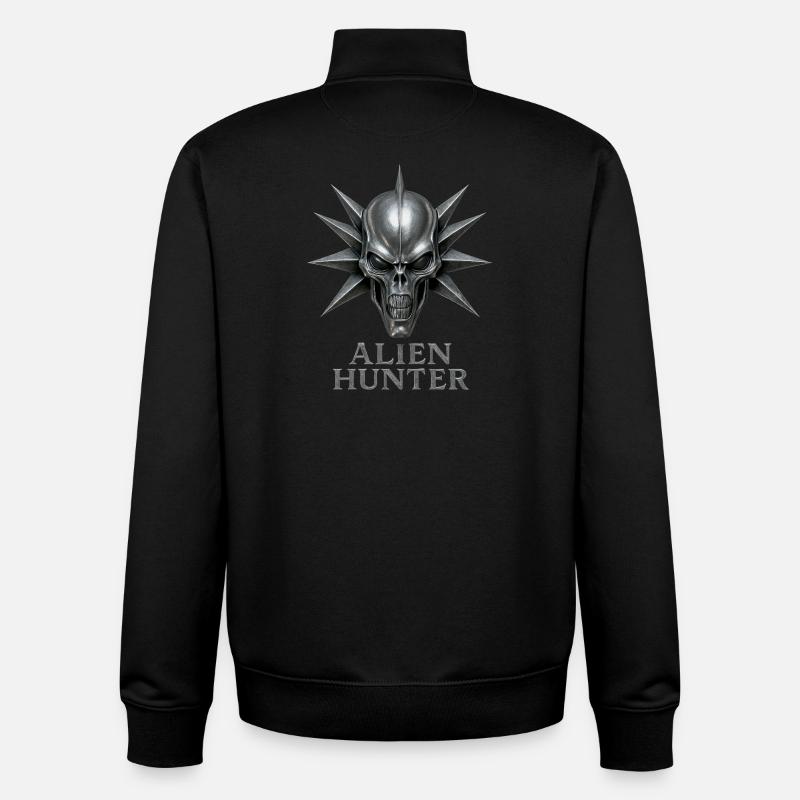 Alien Hunter Schädel-Emblem - Unisex Organic Zip Sweatshirt von Stanley/Stella - Schwarz