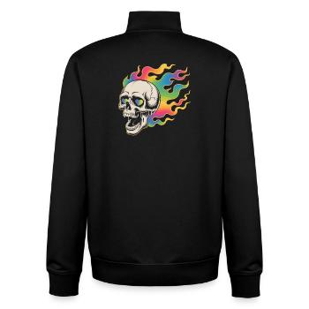 Psychedelischer Totenkopf im Feuerdesign - Unisex Organic Zip Sweatshirt von Stanley/Stella - Schwarz - Hinten - AI Model Male 185 light (185cm)