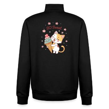 Gourmet cat with So Sweet cone - Unisex Organic Zip Sweatshirt by Stanley/Stella - black - Back - AI Model Male 185 light (185cm)