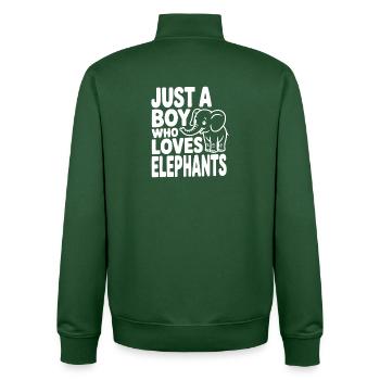 Juste un garçon qui aime les éléphants - Sweat zippé unisexe en coton bio Stanley/Stella - vert bouteille - Dos - AI Model Male 185 dark (185cm)