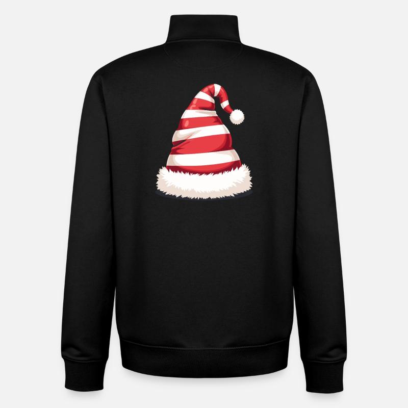 Candy Stripe Santa Hat - Unisex Organic Zip Sweatshirt by Stanley/Stella - black