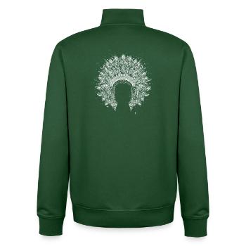 Magnificent feather headdress – detailed artwork - Unisex Organic Zip Sweatshirt by Stanley/Stella - bottle green - Back - AI Model Male 185 dark (185cm)