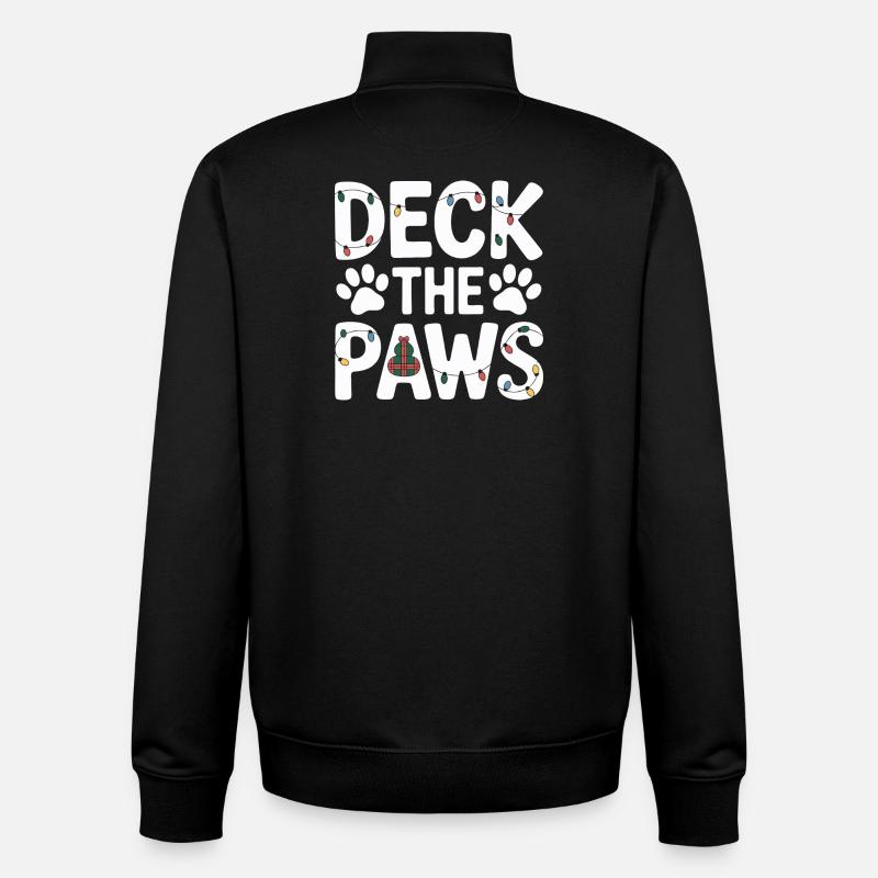 Fête de Noël Deck the Paws - Sweat zippé unisexe en coton bio Stanley/Stella - noir