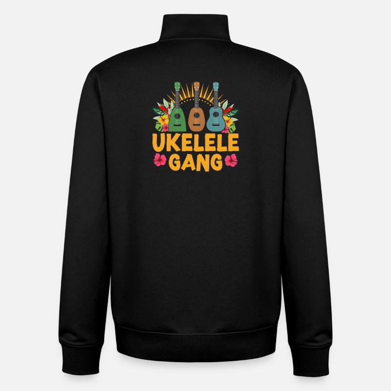 Équipement de ukulélé ukélé hawaïen - Sweat zippé unisexe en coton bio Stanley/Stella - noir