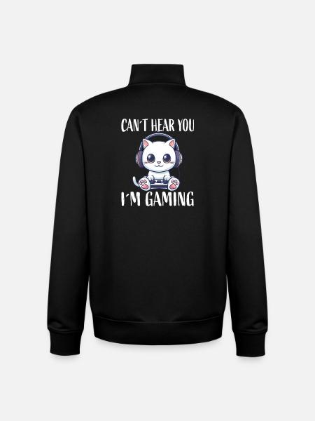 Gaming Katze mit Kopfhörern - Unisex Organic Zip Sweatshirt von Stanley/Stella - Schwarz