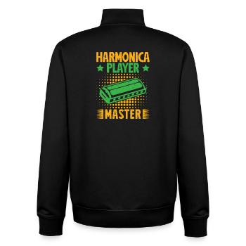 Funny Harmonica Player Master Harmonica - Unisex Organic Zip Sweatshirt von Stanley/Stella - Schwarz - Hinten - AI Model Male 185 light (185cm)