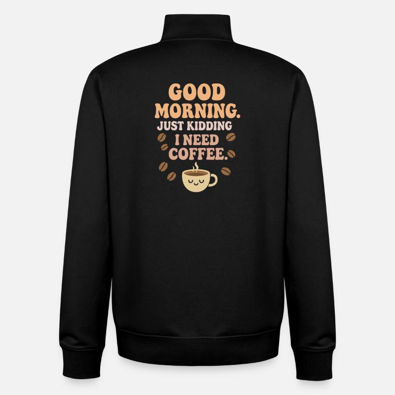 Bonjour – J’ai besoin d’un café - Sweat zippé unisexe en coton bio Stanley/Stella - noir