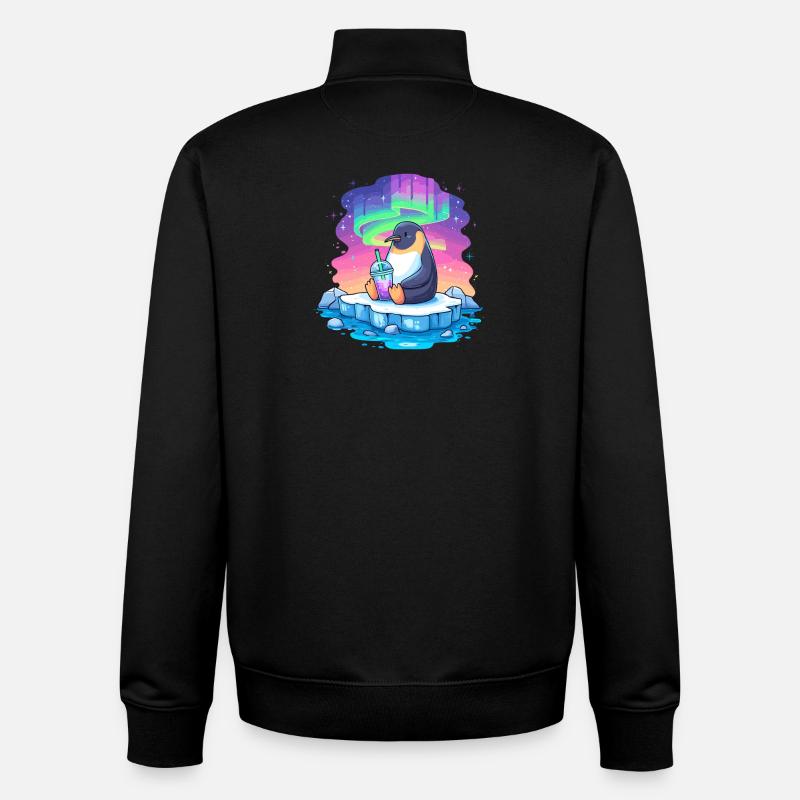 Pinguin am Polarlicht Drink - Unisex Organic Zip Sweatshirt von Stanley/Stella - Schwarz