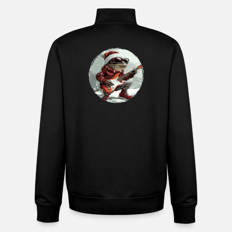 Guitare de Noël Frog - Sweat zippé unisexe en coton bio Stanley/Stella - noir