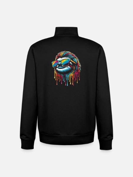 Sloth Sloth Art Lazy Sloth Fan - Unisex Organic Zip Sweatshirt by Stanley/Stella - black