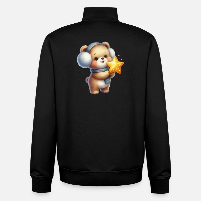 Ours douillet avec Star Wish - Sweat zippé unisexe en coton bio Stanley/Stella - noir