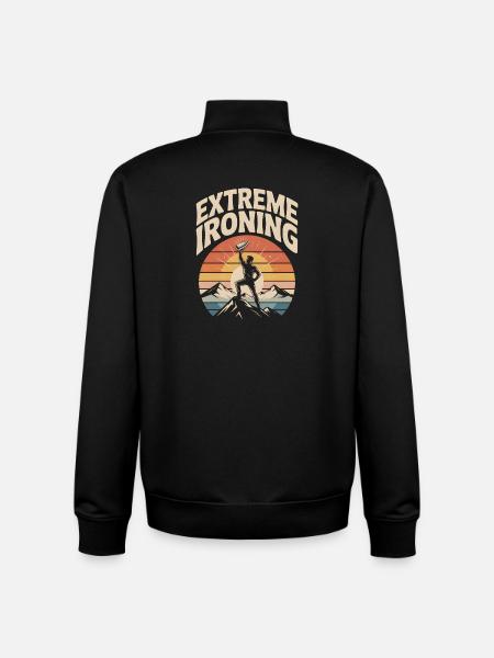 Extreme Ironing Mountaineering - Unisex Organic Zip Sweatshirt by Stanley/Stella - black