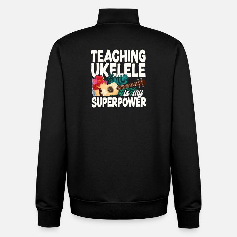 Hawaiian Ukulele Uke Teaching - Unisex Organic Zip Sweatshirt by Stanley/Stella - black