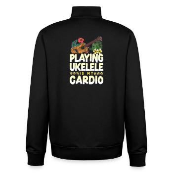 Hawaiian Ukulele Uke Playing - Unisex Organic Zip Sweatshirt von Stanley/Stella - Schwarz - Hinten - AI Model Male 185 light (185cm)