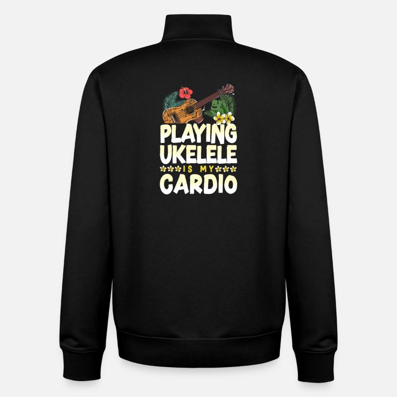 Hawaiian Ukulele Uke Playing - Unisex Organic Zip Sweatshirt by Stanley/Stella - black