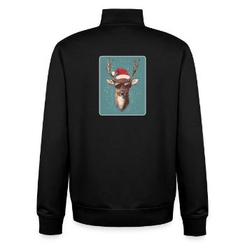 Rentier Hirsch Geweih Reindeer Vintage Weihnachten - Unisex Organic Zip Sweatshirt von Stanley/Stella - Schwarz - Hinten - AI Model Male 185 light (185cm)