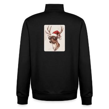 Rentier Hirsch Geweih Reindeer Vintage Weihnachten - Unisex Organic Zip Sweatshirt von Stanley/Stella - Schwarz - Hinten - AI Model Male 185 light (185cm)