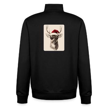 Rentier Hirsch Geweih Reindeer Vintage Weihnachten - Unisex Organic Zip Sweatshirt von Stanley/Stella - Schwarz - Hinten - AI Model Male 185 light (185cm)