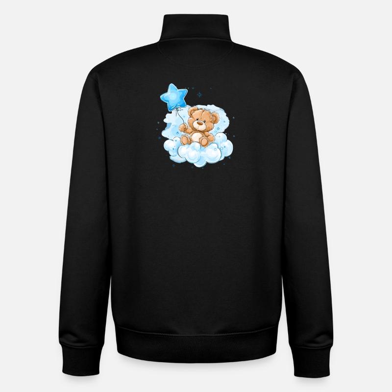 Teddy on Clouds Balloon - Unisex Organic Zip Sweatshirt by Stanley/Stella - black