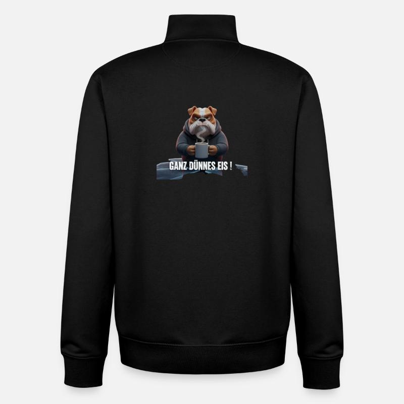 Bulldogge mit Kaffee – Witziges Eis-Motiv - Unisex Organic Zip Sweatshirt von Stanley/Stella - Schwarz