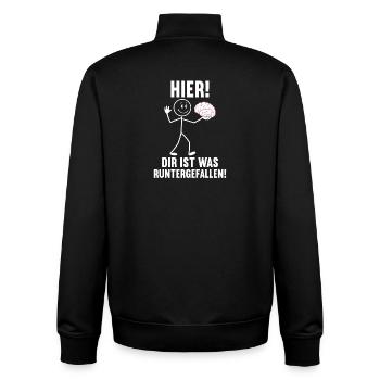 Ici, tu es tombé avec un ton sarcastique - Sweat zippé unisexe en coton bio Stanley/Stella - noir - Dos - AI Model Male 185 light (185cm)