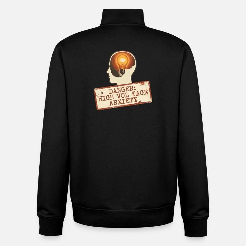 Panneau d’alerte d’anxiété à haute tension - Sweat zippé unisexe en coton bio Stanley/Stella - noir