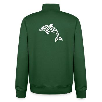 Springender Tribal Tattoo Tümmler Delfin - Unisex Organic Zip Sweatshirt von Stanley/Stella - Flaschengrün - Hinten - AI Model Male 185 dark (185cm)