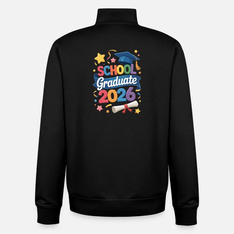 Citation du diplômé 2026 - Sweat zippé unisexe en coton bio Stanley/Stella - noir