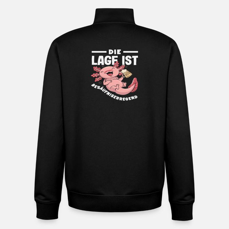 The location is drunken: Axolotl - Unisex Organic Zip Sweatshirt by Stanley/Stella - black