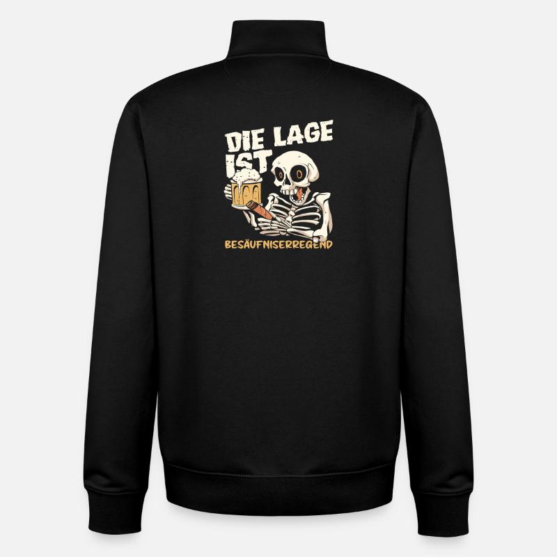 La situation est ivre, squelette - Sweat zippé unisexe en coton bio Stanley/Stella - noir