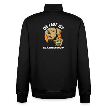 Die Lage ist besäufniserregend Hund - Unisex Organic Zip Sweatshirt von Stanley/Stella - Schwarz - Hinten - AI Model Male 185 light (185cm)