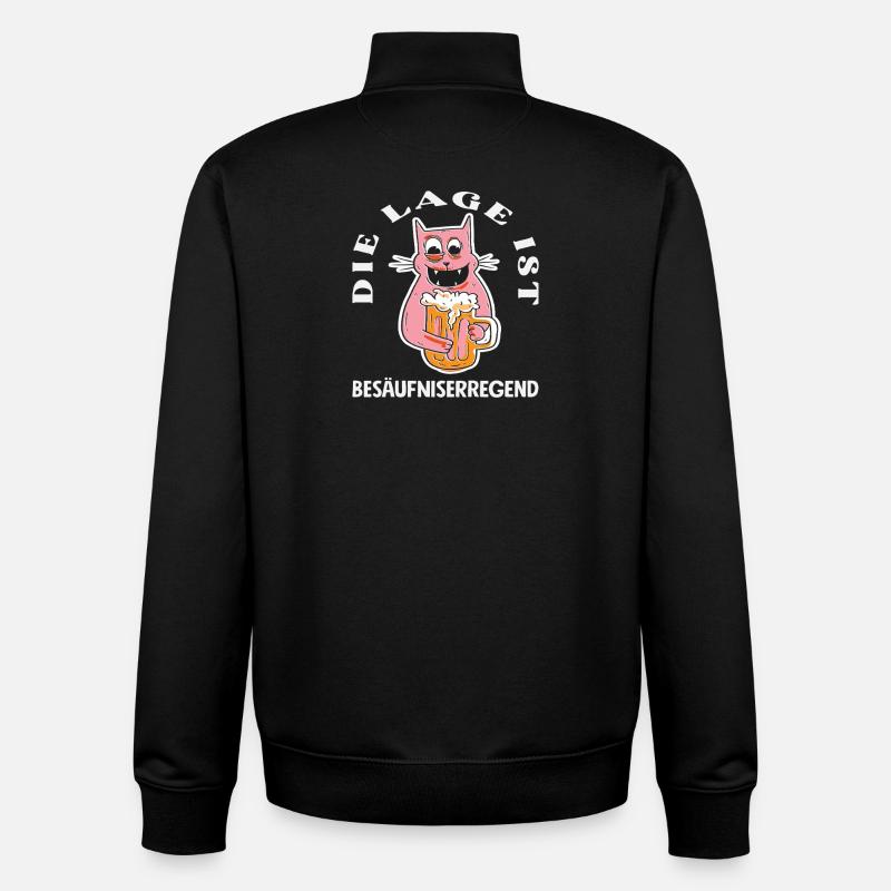 La situation est ivre, chat - Sweat zippé unisexe en coton bio Stanley/Stella - noir
