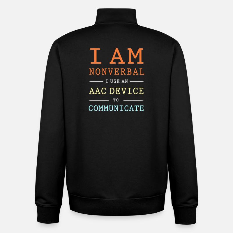 AAC Communication SLP Langue des signes - Sweat zippé unisexe en coton bio Stanley/Stella - noir