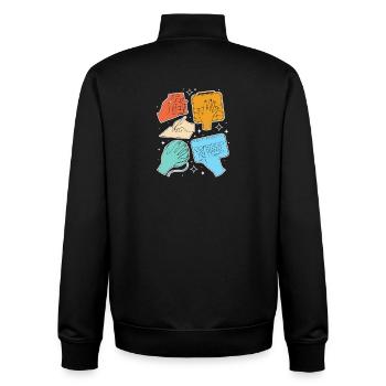 SLP Langue des Signes AAC Communication - Sweat zippé unisexe en coton bio Stanley/Stella - noir - Dos - AI Model Male 185 light (185cm)