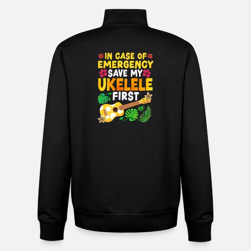 Ukulélé hawaïen en cas de - Sweat zippé unisexe en coton bio Stanley/Stella - noir