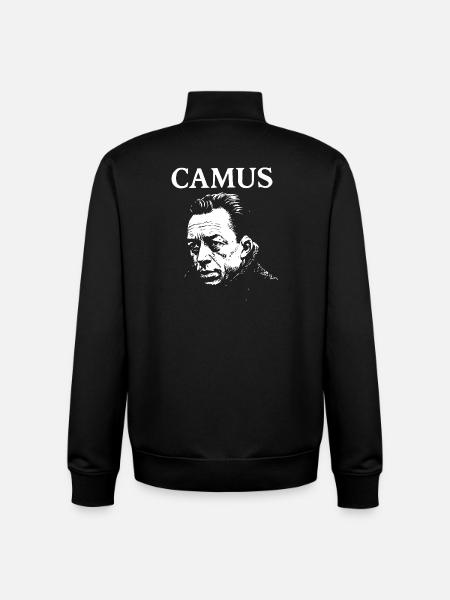 Albert Camus Existential Noir Portrait - Unisex Organic Zip Sweatshirt by Stanley/Stella - black