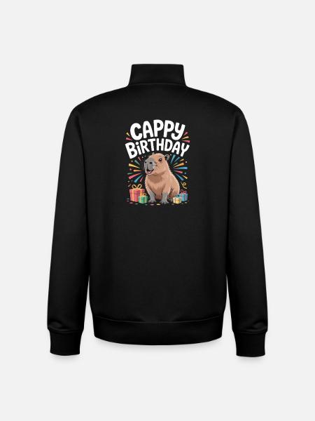 Capybara Birthday Cappy Birthday Funny Capy - Unisex Organic Zip Sweatshirt by Stanley/Stella - black