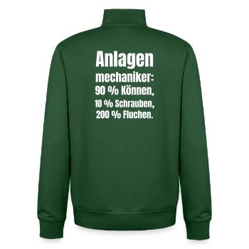 Plant mechanic Spruch - Unisex Organic Zip Sweatshirt by Stanley/Stella - bottle green - Back - AI Model Male 185 dark (185cm)