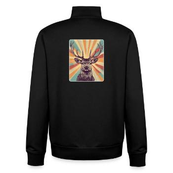 Rentier Hirsch Geweih Reindeer Vintage - Unisex Organic Zip Sweatshirt von Stanley/Stella - Schwarz - Hinten - AI Model Male 185 light (185cm)