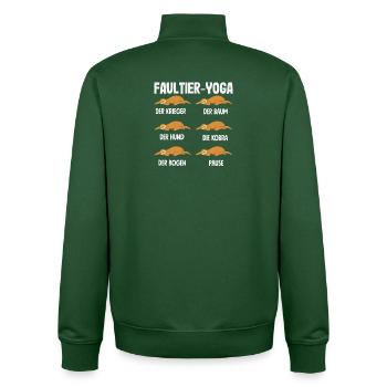 Cadeau sportif de routine de yoga paresseux - Sweat zippé unisexe en coton bio Stanley/Stella - vert bouteille - Dos - AI Model Male 185 dark (185cm)